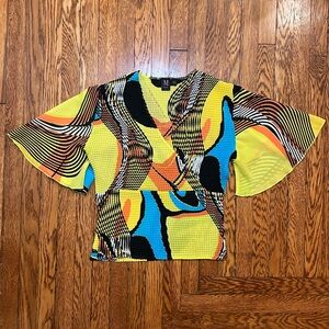 Milano Yellow and Blue Abstract Blouse